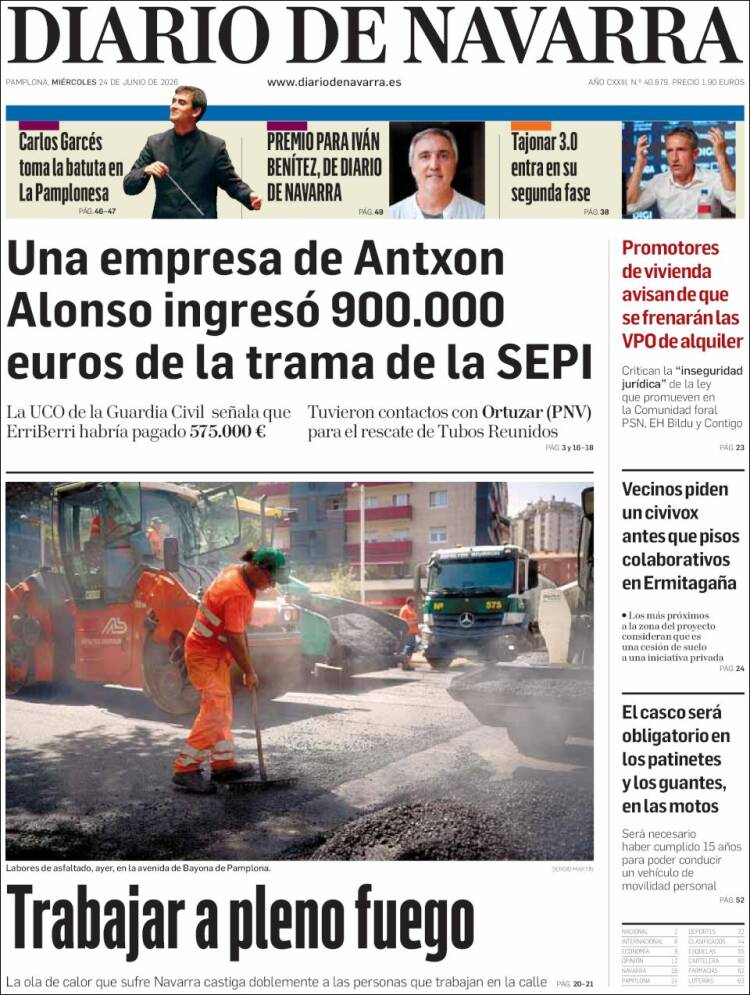 Portada de Diario de Navarra (Espa&ntilde;a)