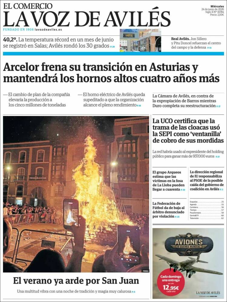 Portada de El Comercio - Avilés (Espa&ntilde;a)