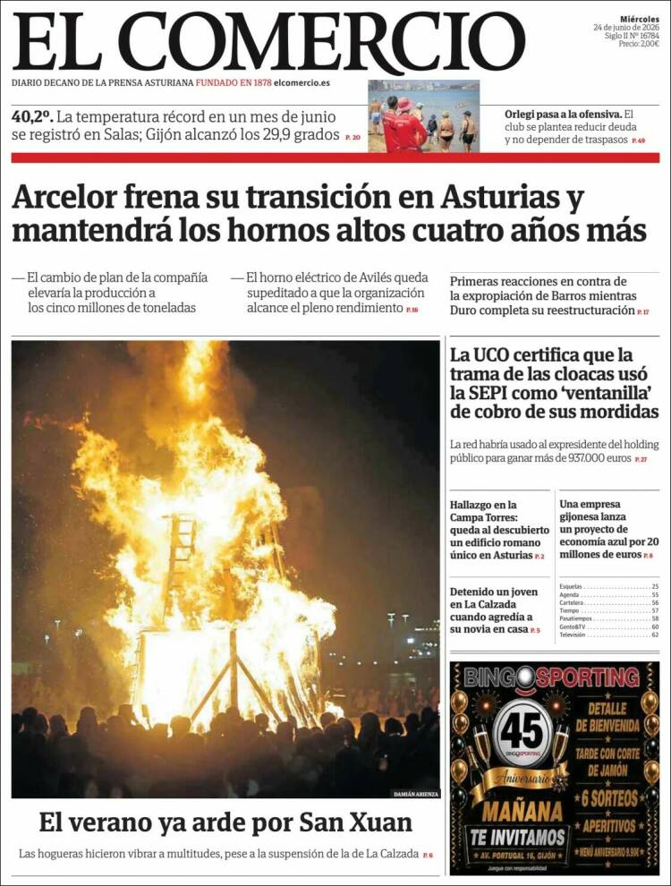 Portada de El Comercio - Gijón (Espa&ntilde;a)