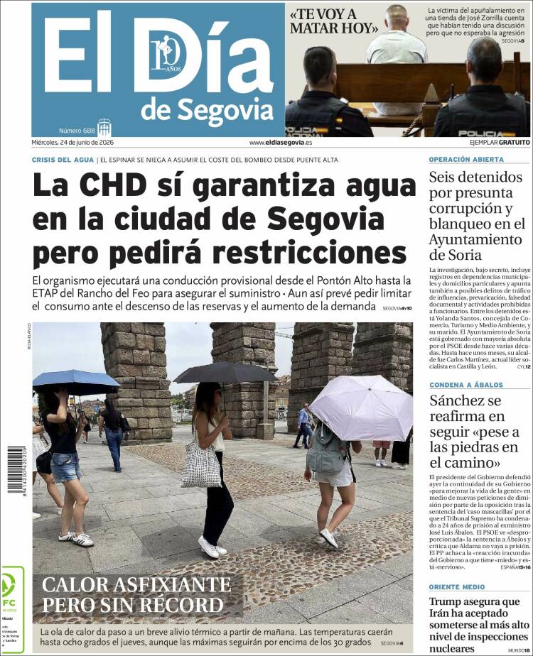 Portada de El Día de Segovia (Espa&ntilde;a)