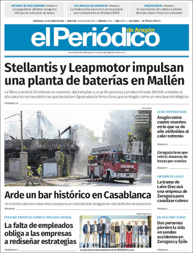 Portada de El Periódico de Aragón (Espa&ntilde;a)