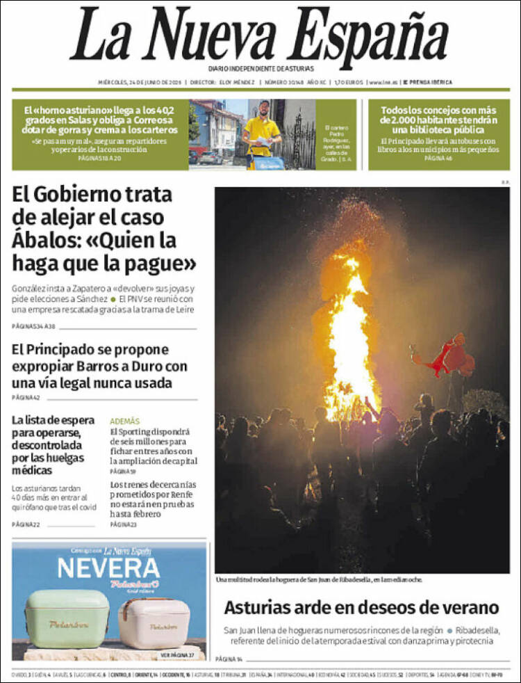 Portada de La Nueva España (Espa&ntilde;a)