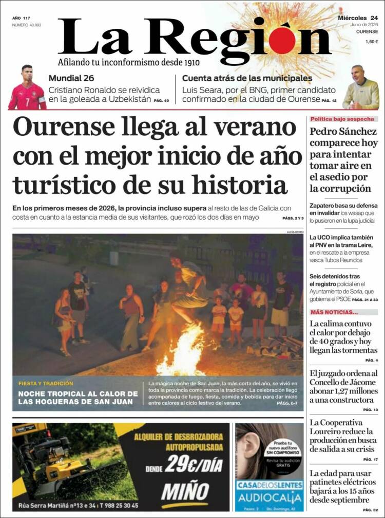 Portada de La Región de Ourense (Espa&ntilde;a)