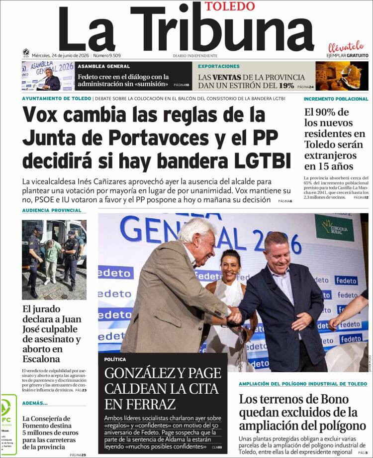 Portada de La Tribuna de Toledo (Espa&ntilde;a)