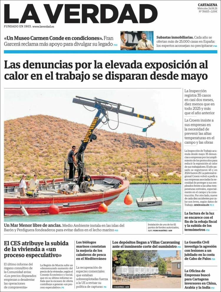 Portada de La Verdad de Cartagena (Espa&ntilde;a)