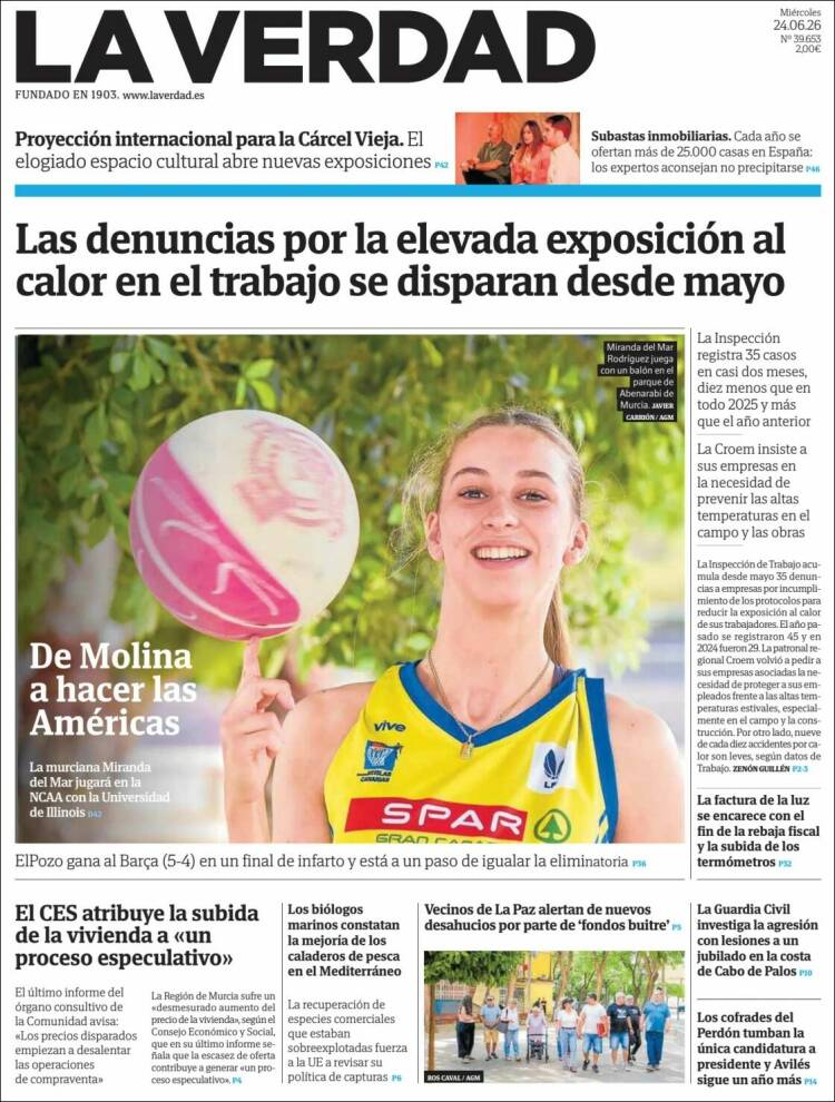 Portada de La Verdad de Murcia (Espa&ntilde;a)