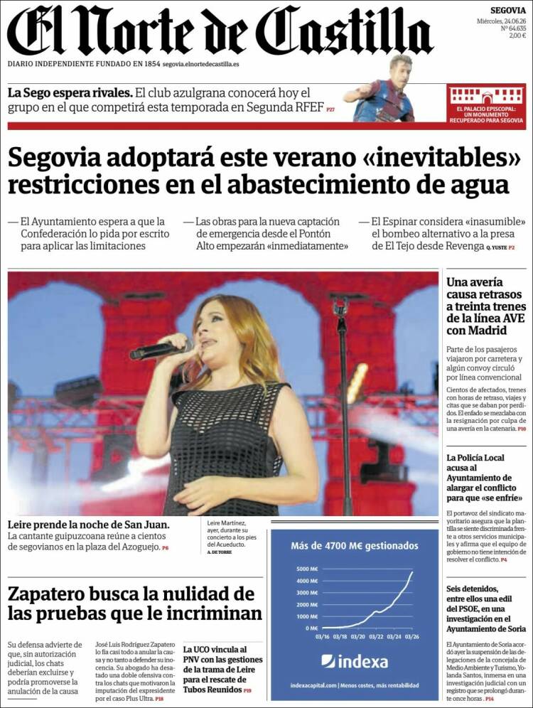 Portada de Norte de Castilla - Segovia (Espa&ntilde;a)