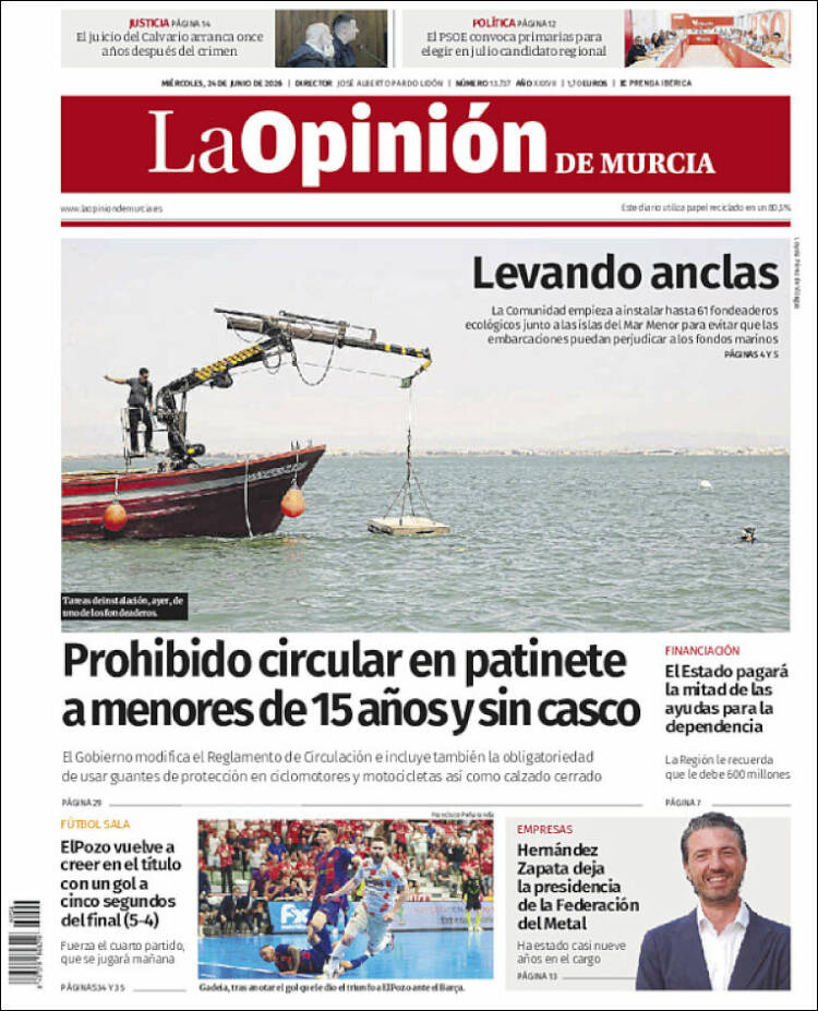 Portada de La Opinión de Murcia (Espa&ntilde;a)