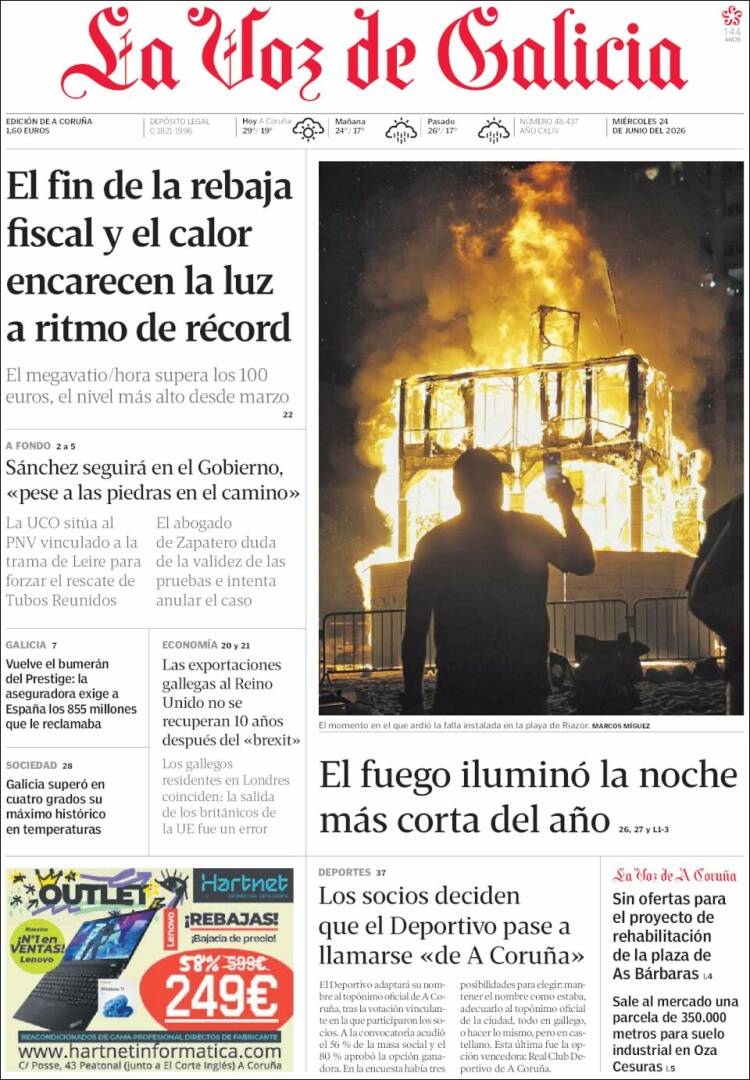 Portada de La Voz de Galicia (Espa&ntilde;a)