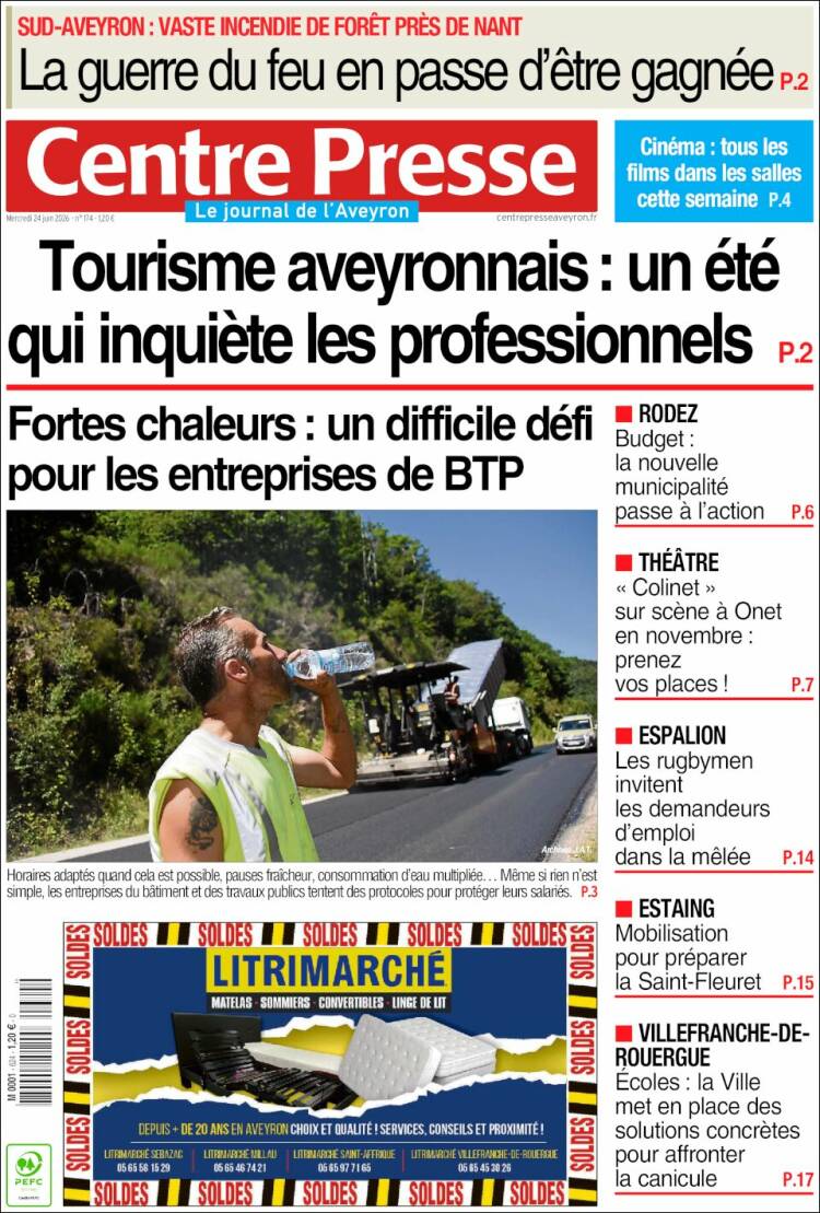 Portada de Centre Presse (Francia)