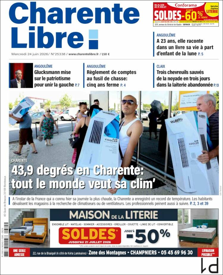Portada de Charente Libre (Francia)