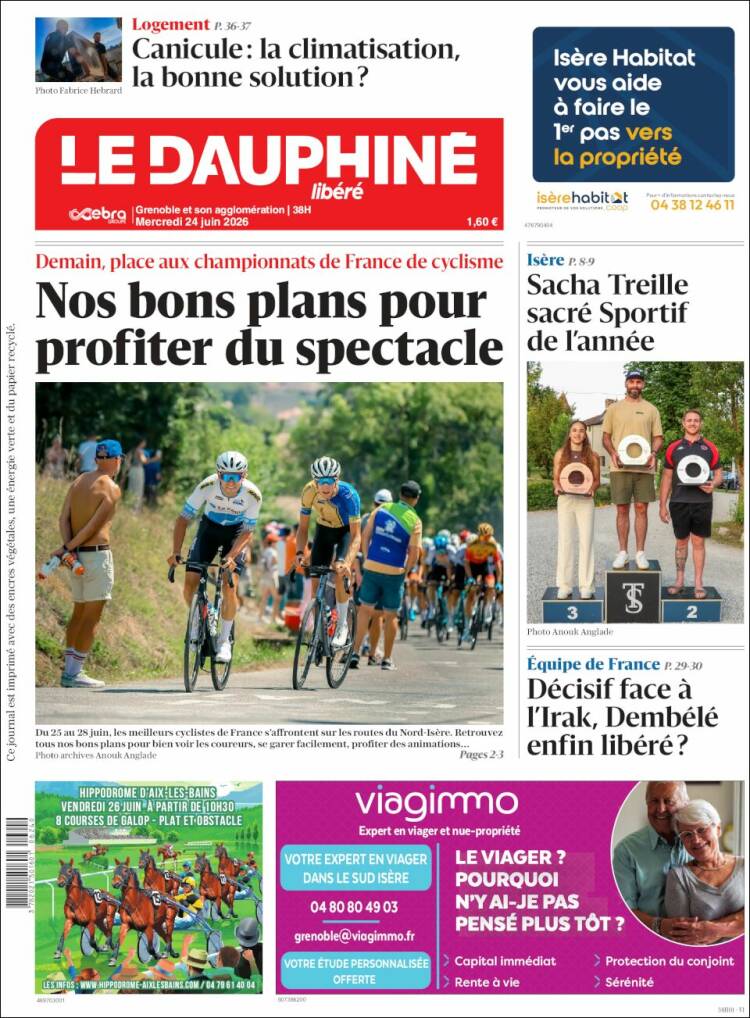 Portada de Le Dauphiné Libéré (Francia)