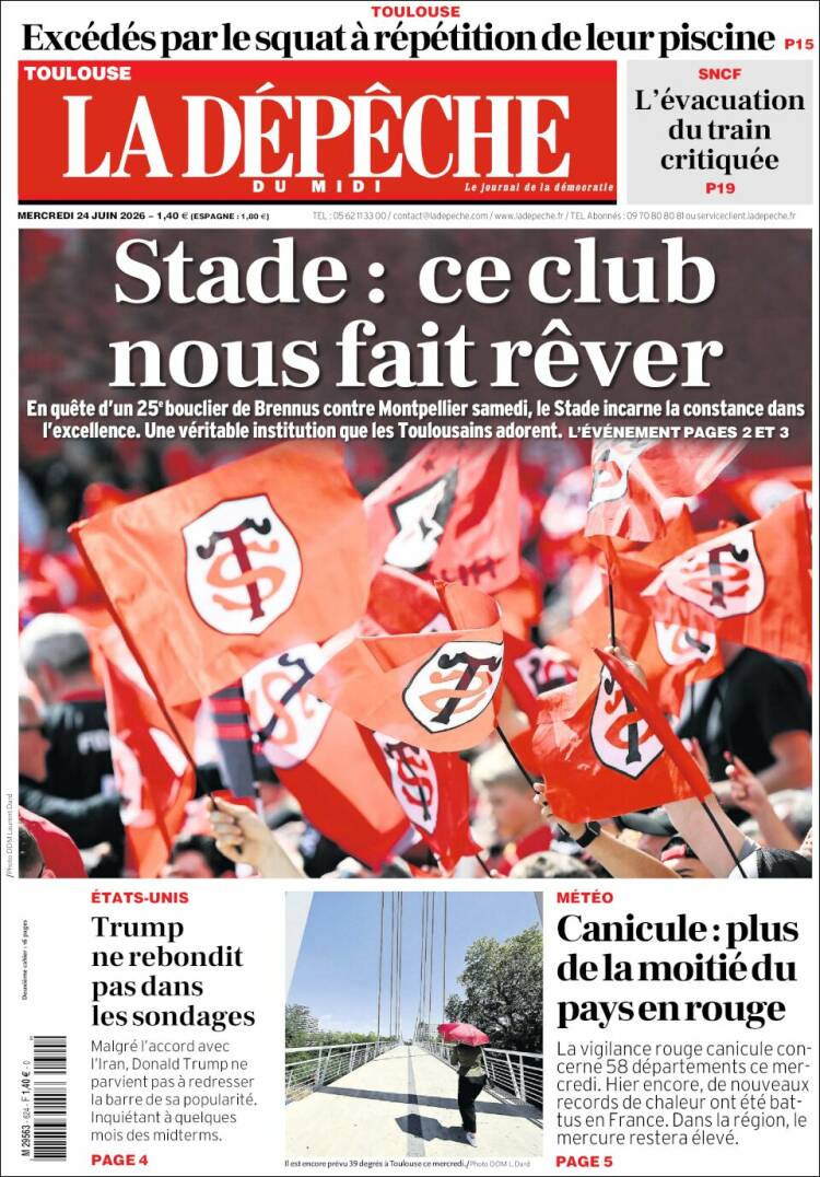Portada de La Dépêche du Midi (Francia)