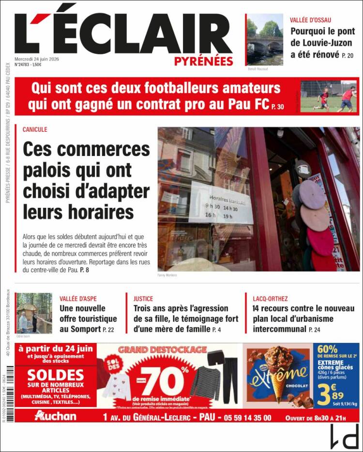 Portada de L'Eclair des Pyrénées (Francia)