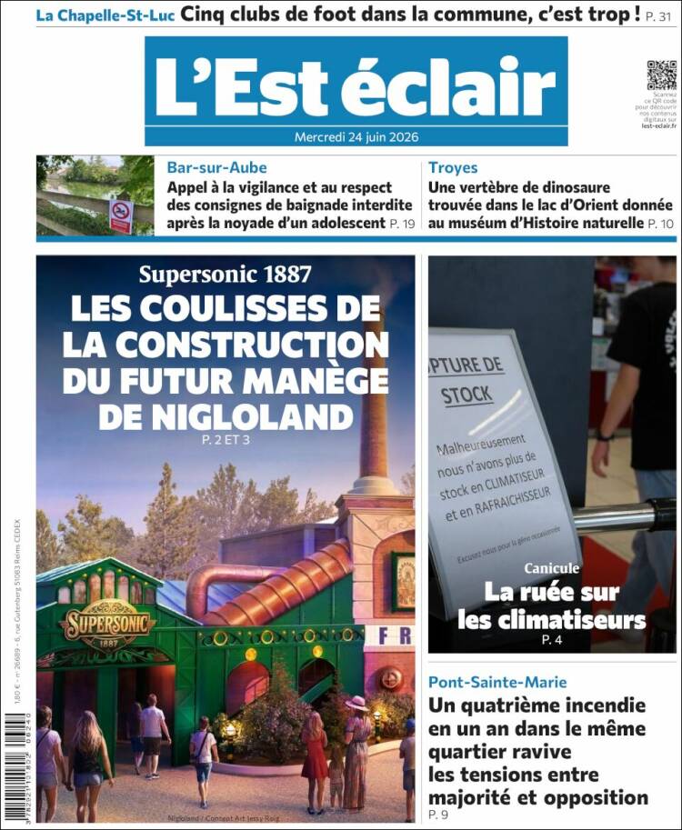 Portada de L'Est Eclair (Francia)