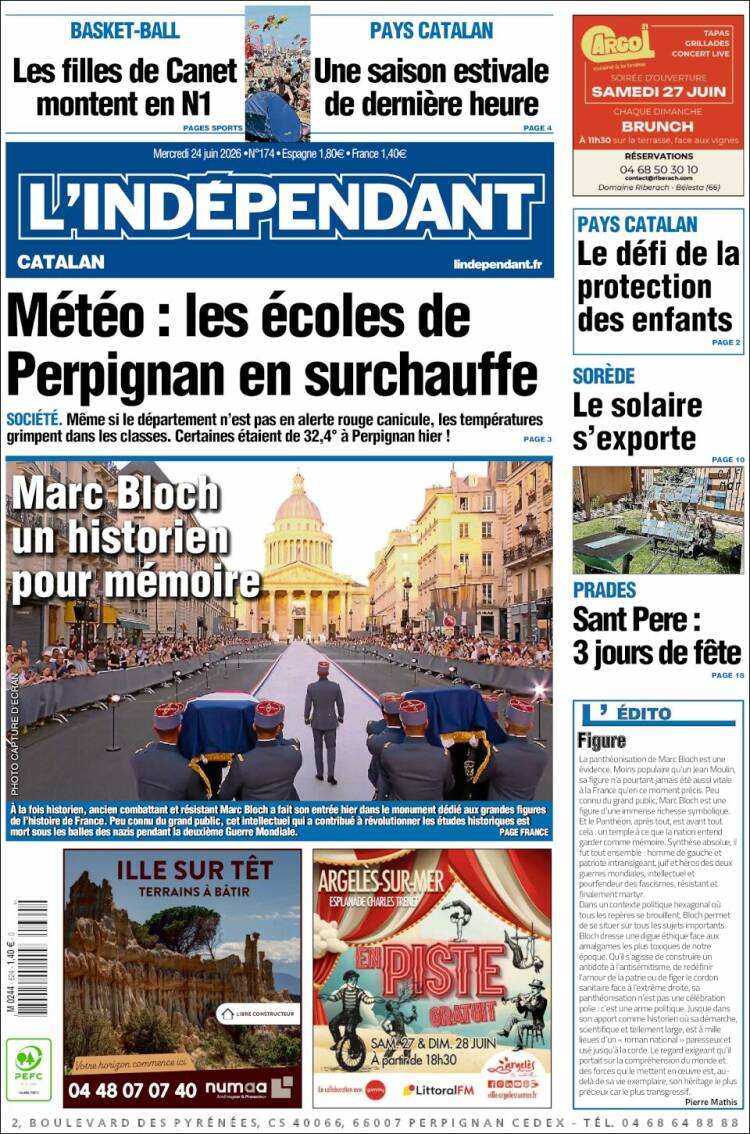 Portada de Le Indépendant (Francia)