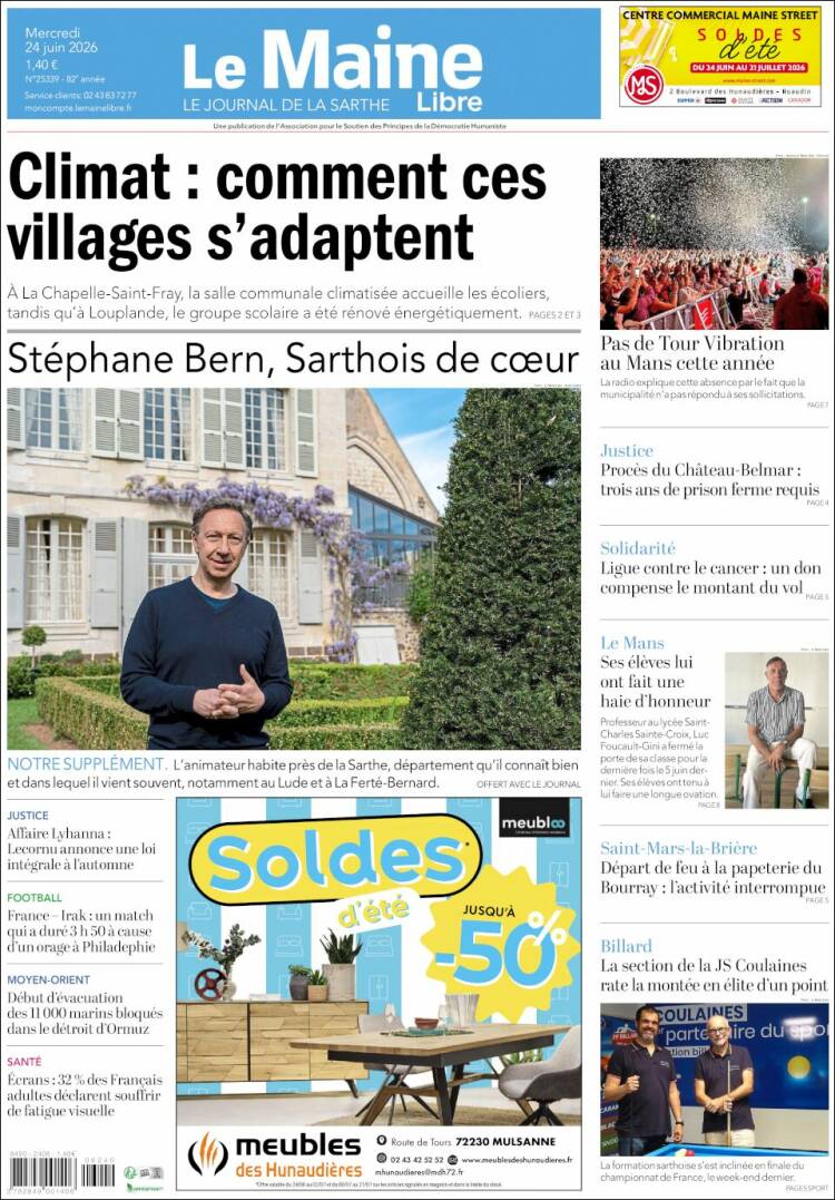 Portada de Le Maine Libre (Francia)