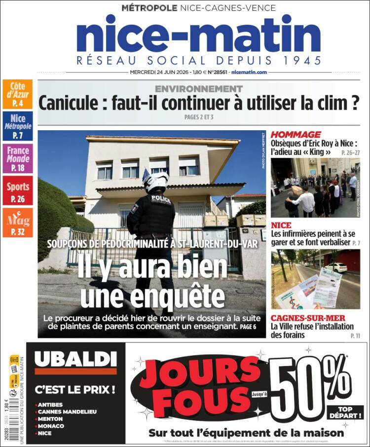 Portada de Nice-Matin (Francia)