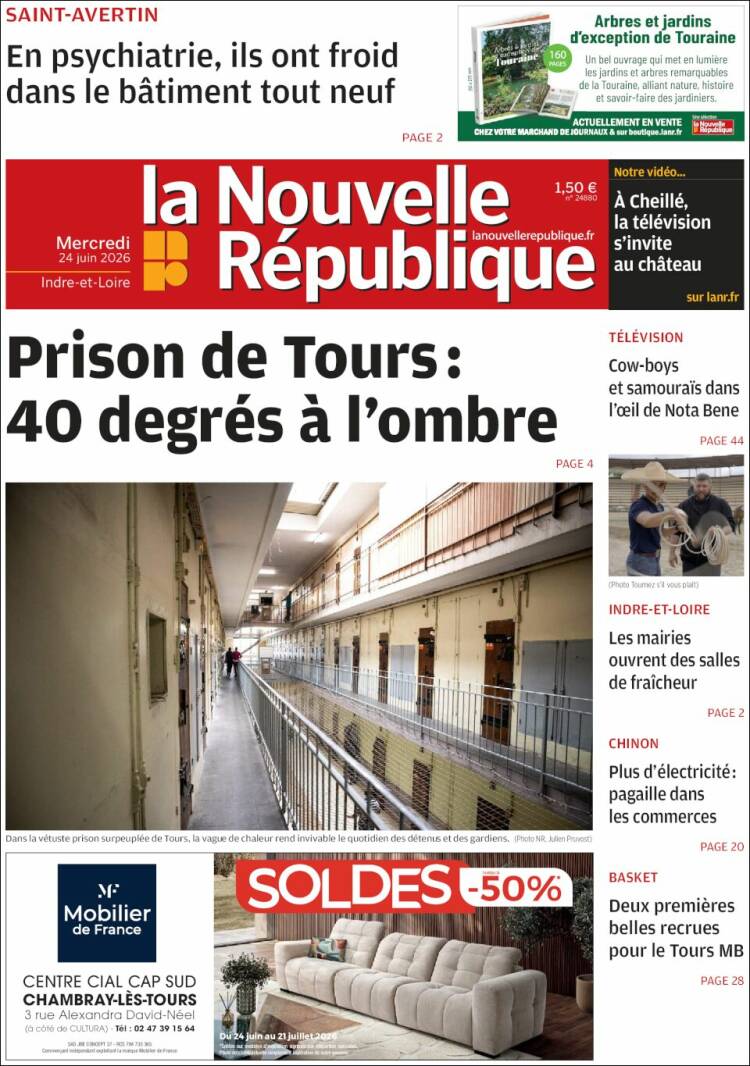 Portada de La Nouvelle Republique (Francia)
