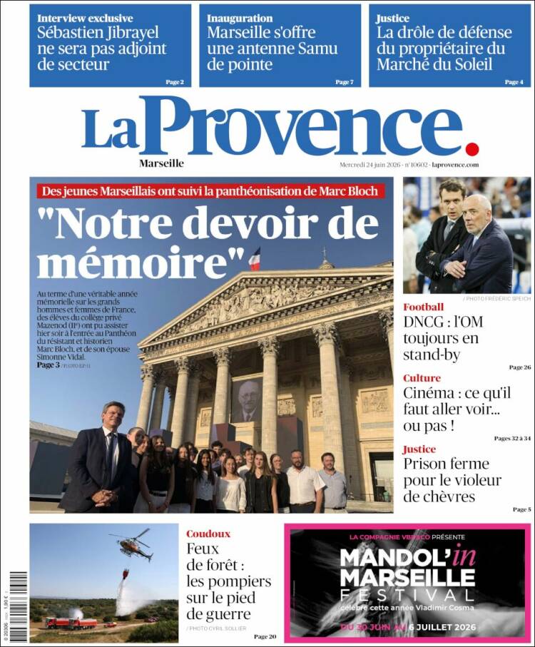 Portada de La Provence (Francia)