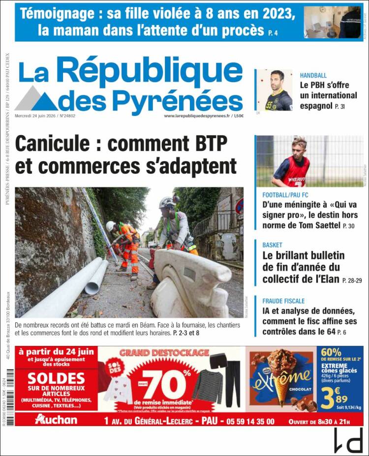 Portada de La République des Pyrénées (Francia)