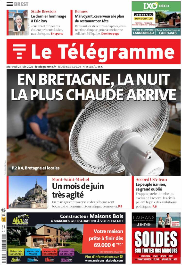 Portada de Télégramme (Francia)
