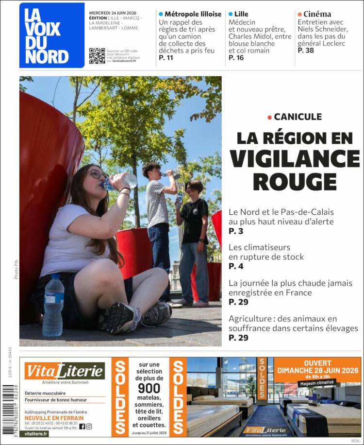 Portada de La Voix du Nord (Francia)