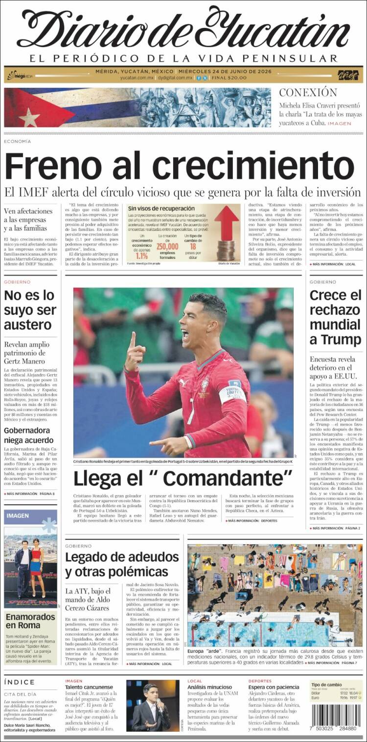 Portada de Diario de Yucatán (M&eacute;xico)