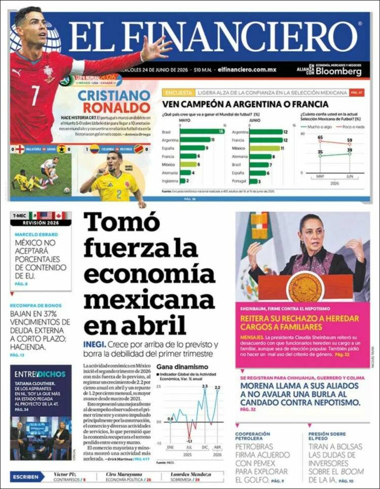 Portada de El Financiero (M&eacute;xico)