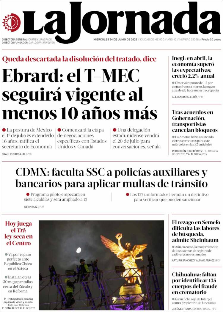 Portada de La Jornada (M&eacute;xico)
