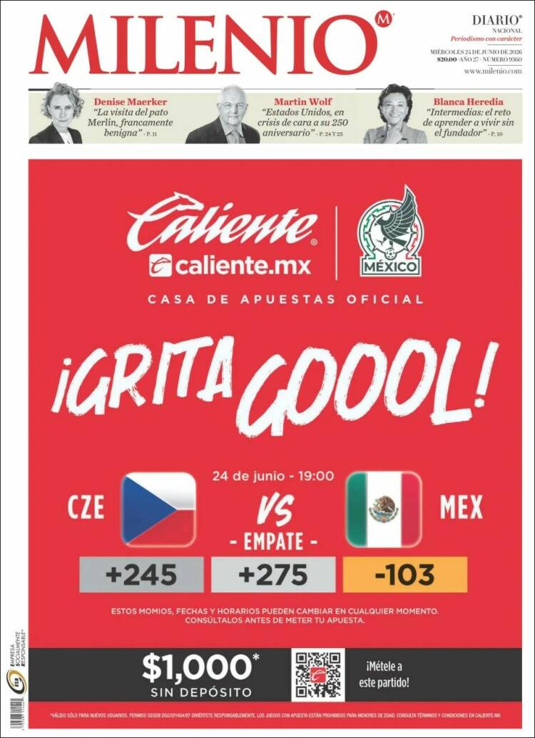 Portada de Milenio (M&eacute;xico)