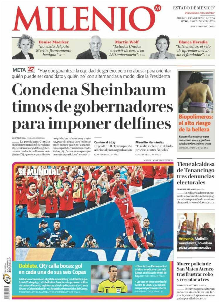 Portada de Milenio - Estado de México (M&eacute;xico)