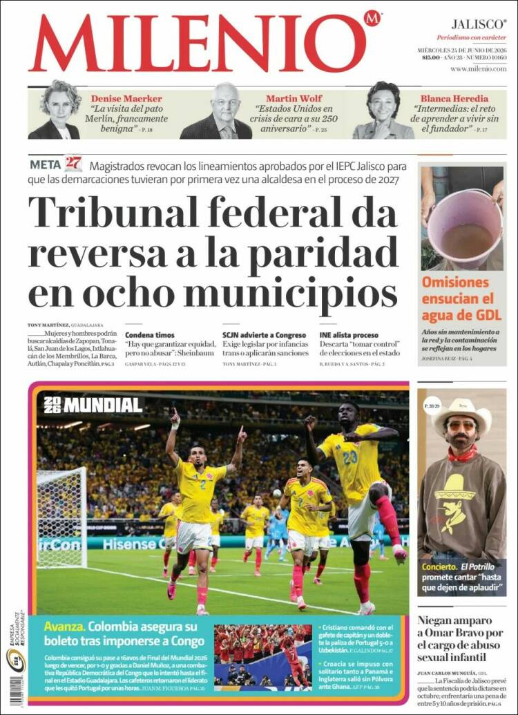Portada de Milenio - Jalisco (M&eacute;xico)