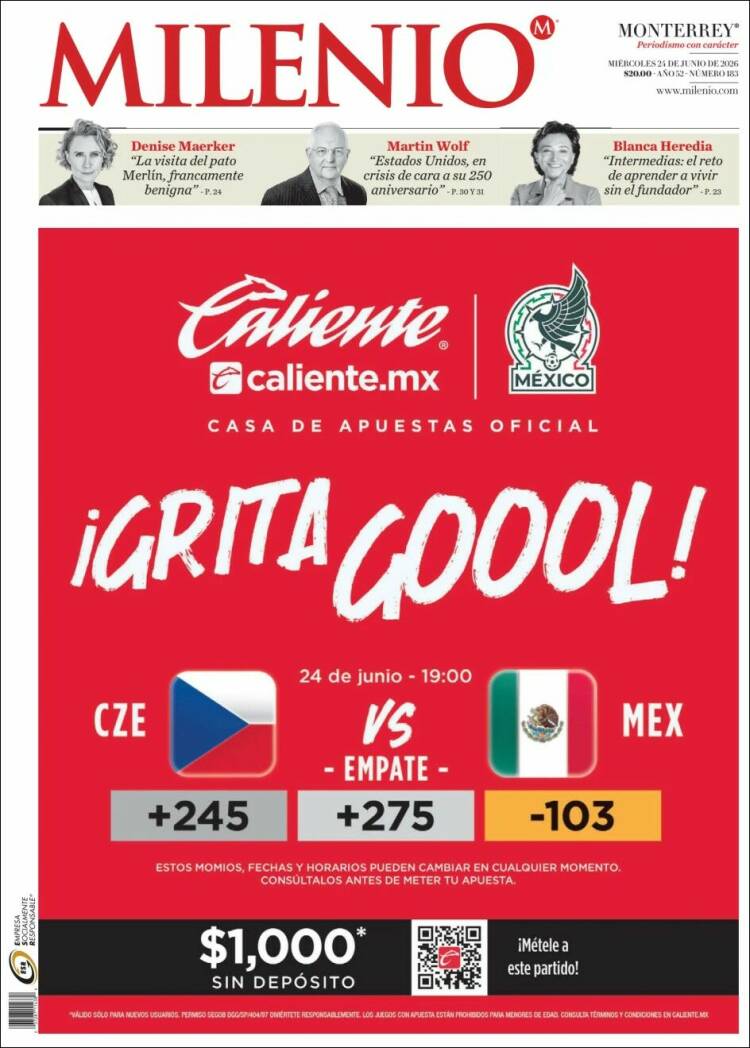 Portada de Milenio de Monterrey (M&eacute;xico)