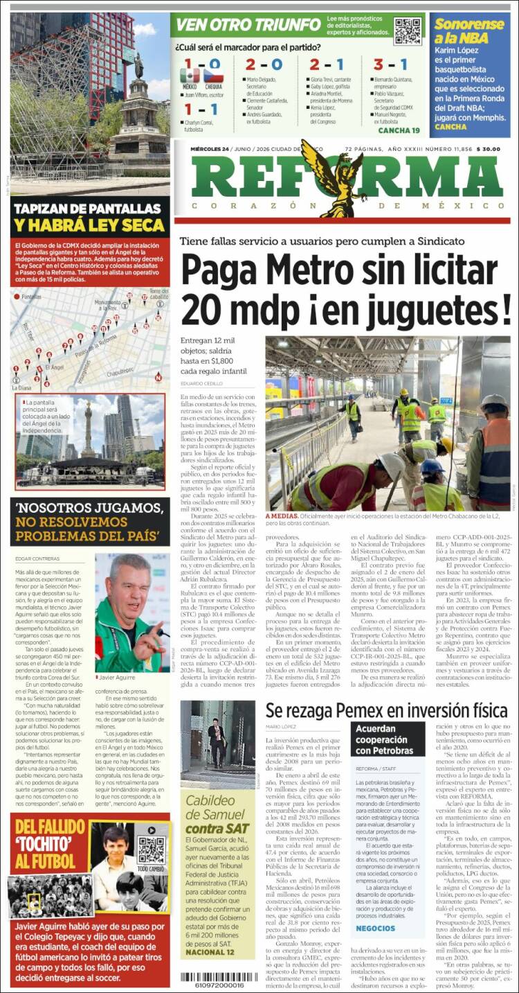 Portada de Reforma (M&eacute;xico)