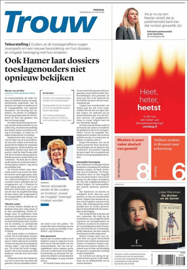 Portada de Trouw (Pa&iacute;ses Bajos)