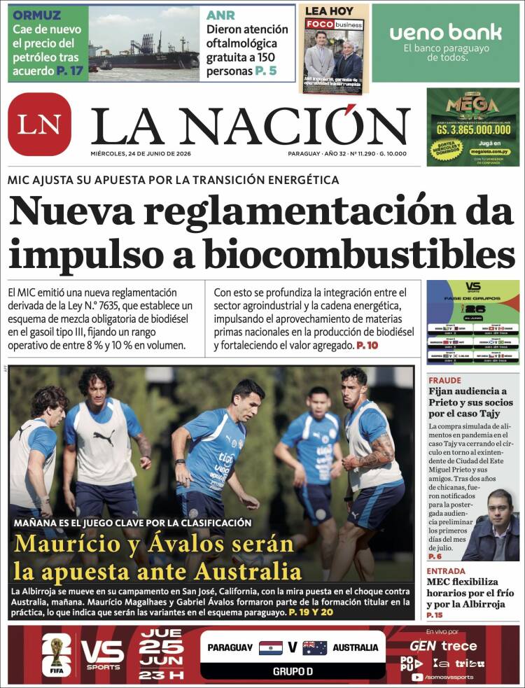 Portada de La Nación (Paraguay)
