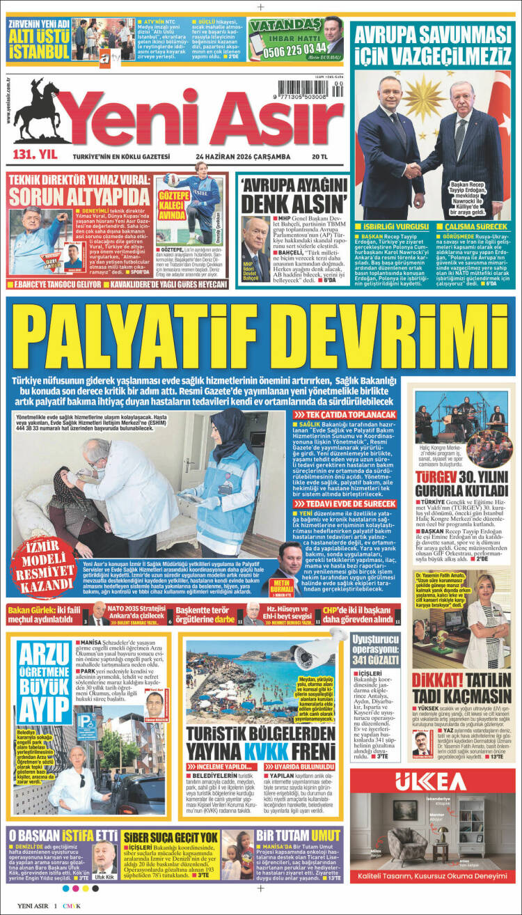 Portada de Yeni Asır (Turqu&iacute;a)