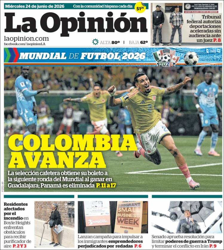 Portada de La Opinión (USA)