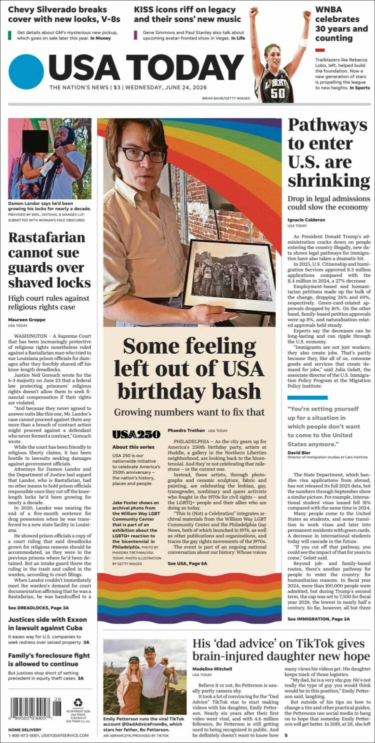 Portada de USA Today (USA)
