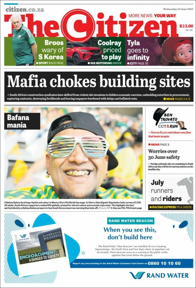 Portada de The Citizen (Sud&aacute;frica)