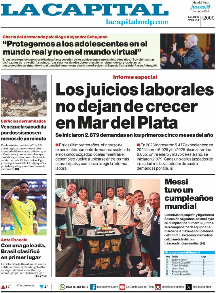 Portada de Diario La Capital - Mar del Plata (Argentina)
