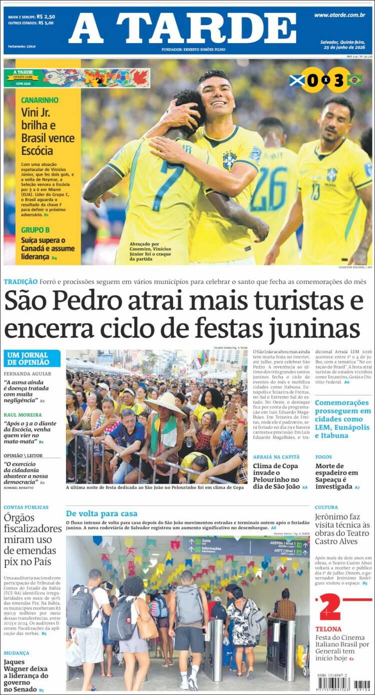 Portada de Diário A Tarde (Brasil)