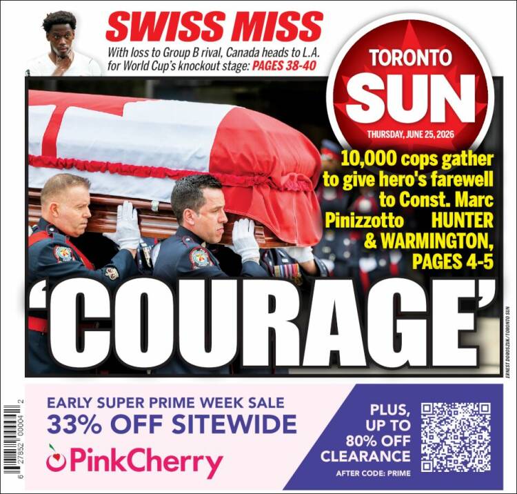 Portada de The Toronto Sun (Canad&aacute;)