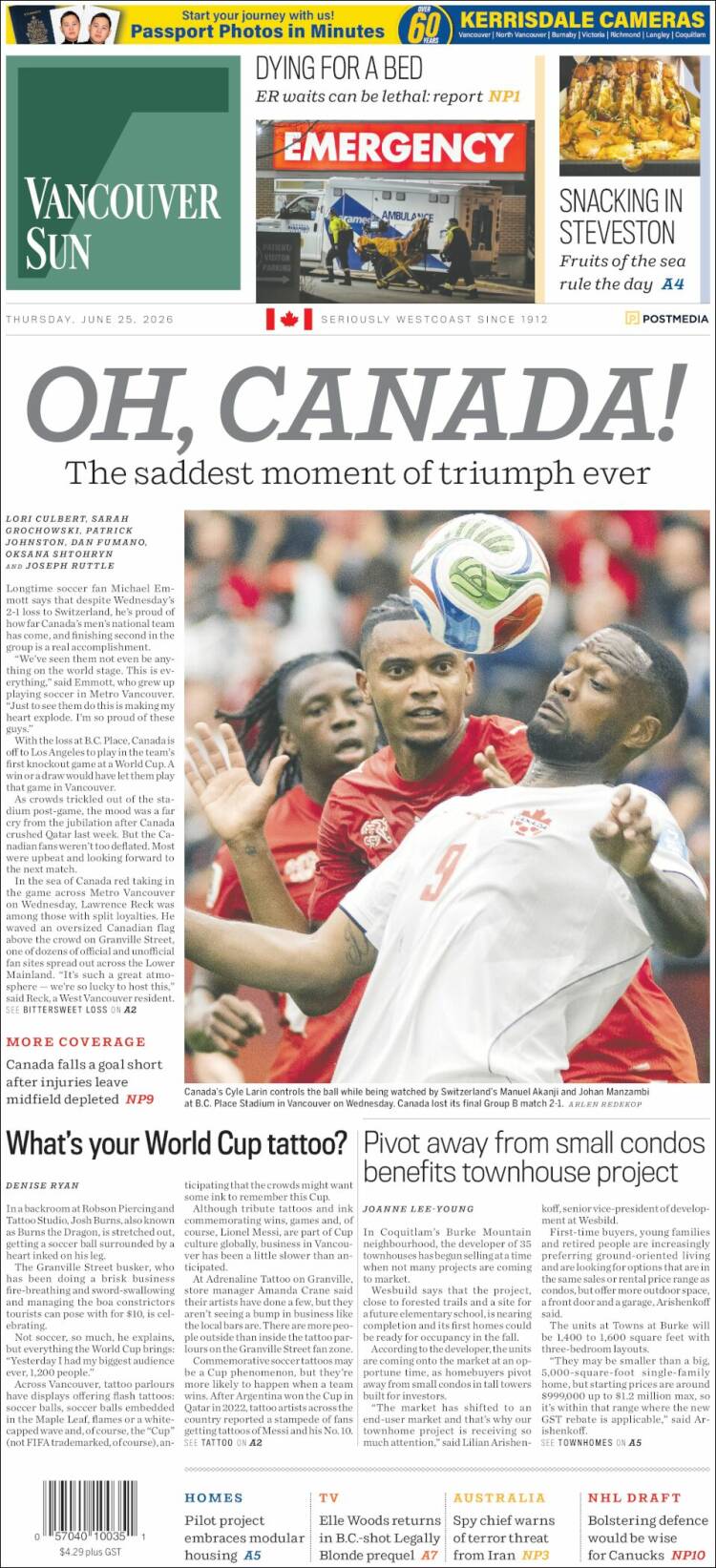 Portada de The Vancouver Sun (Canad&aacute;)