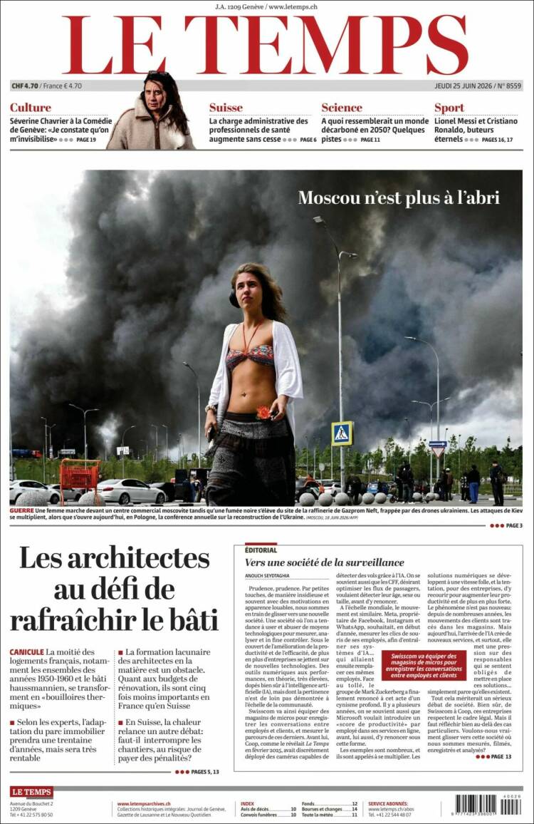 Portada de Le Matin (Suiza)