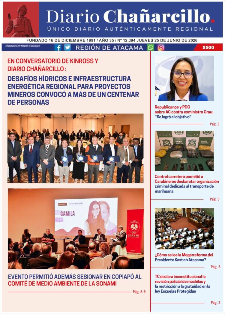 Portada de Diario Chañarcillo (Chile)
