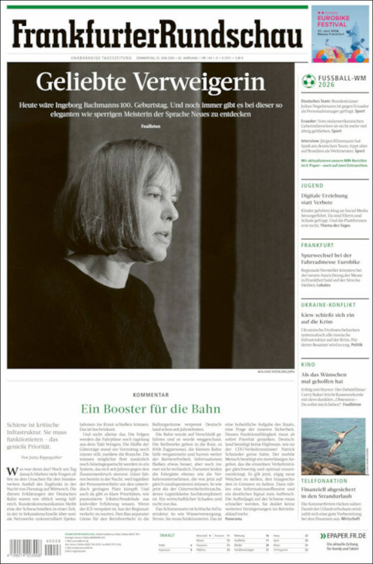 Portada de Frankfurter Rundschau (Alemania)