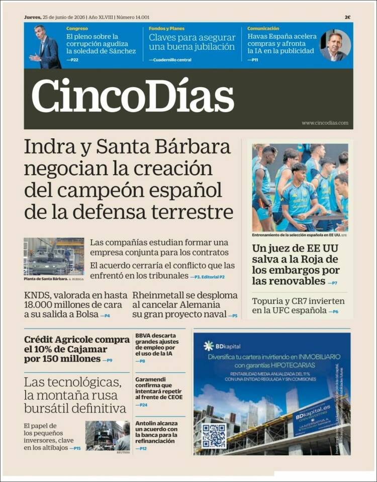 Portada de Cinco Días (Espa&ntilde;a)