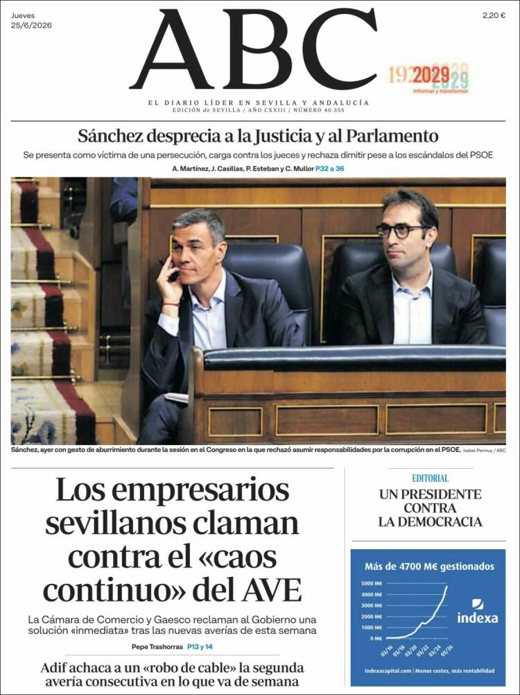 Portada de ABC - Sevilla (Espa&ntilde;a)